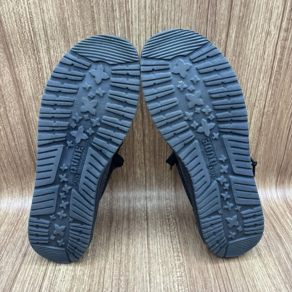 Hey Dude Shoes Men's 8 ladies 10 Black Wally Sox Black Micro‎ Total sneakers
